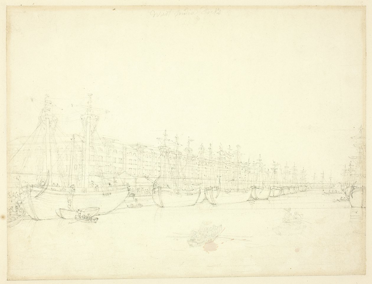 Studie for West India Docks, fra Microcosm of London av Augustus Charles Pugin