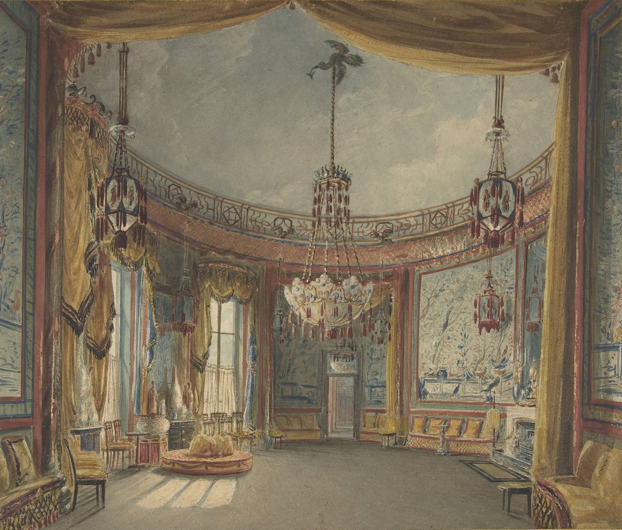 The Saloon, Brighton Pavilion, ca. 1826. av Augustus Charles Pugin