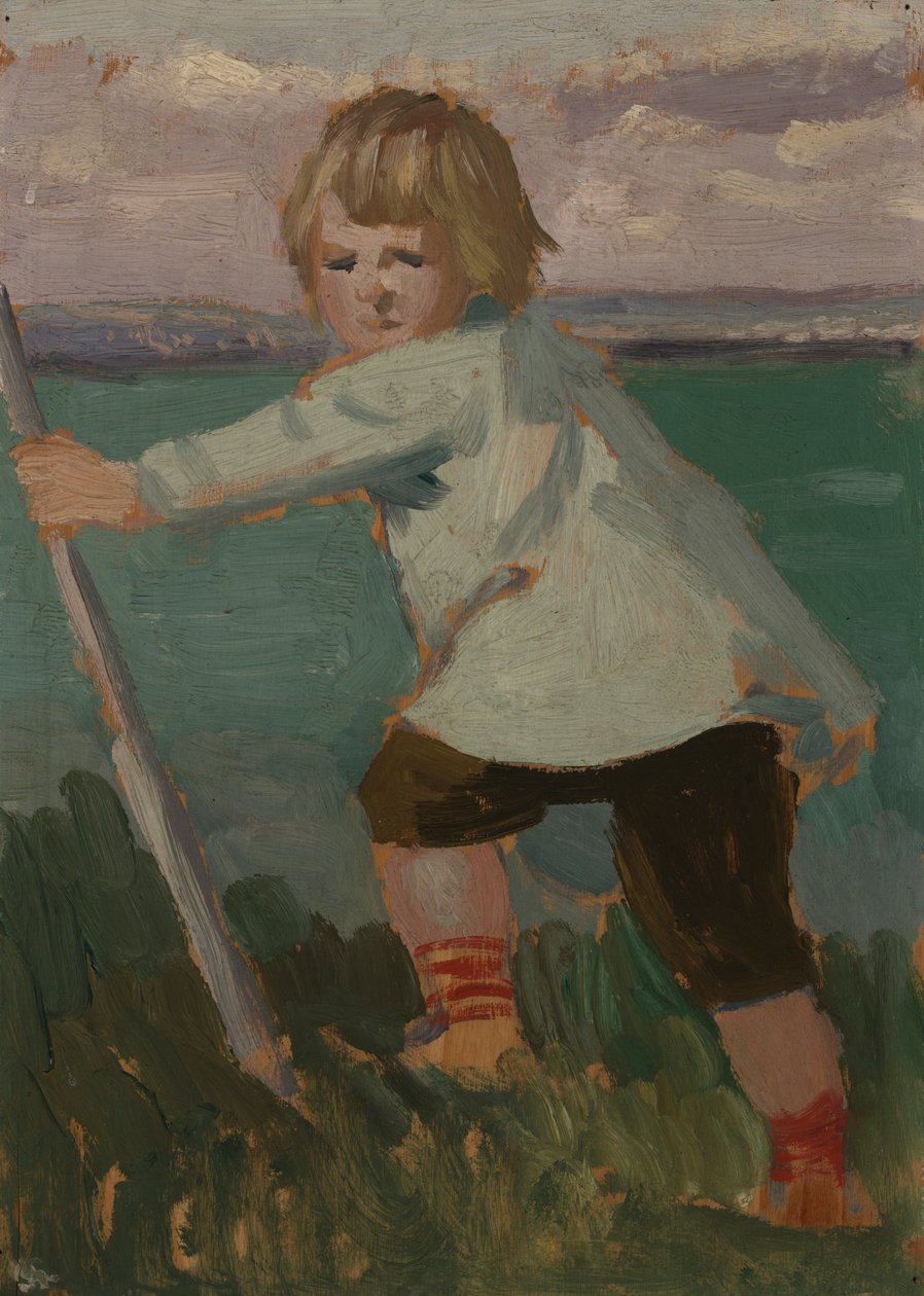 Gutt på en klippe lener seg på en pinne av Augustus John