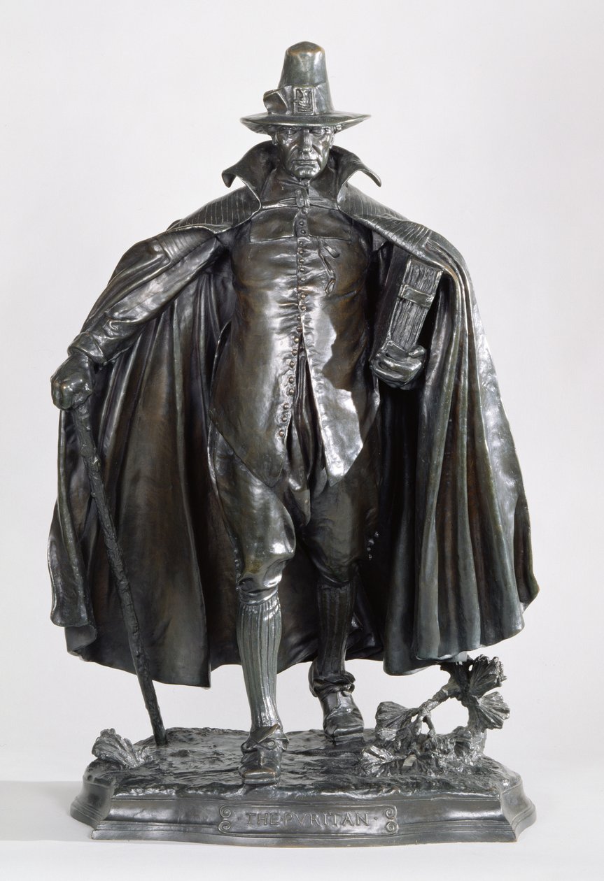 The Puritan, 1899 (mørk brunsvart patinert bronse) av Augustus Saint Gaudens