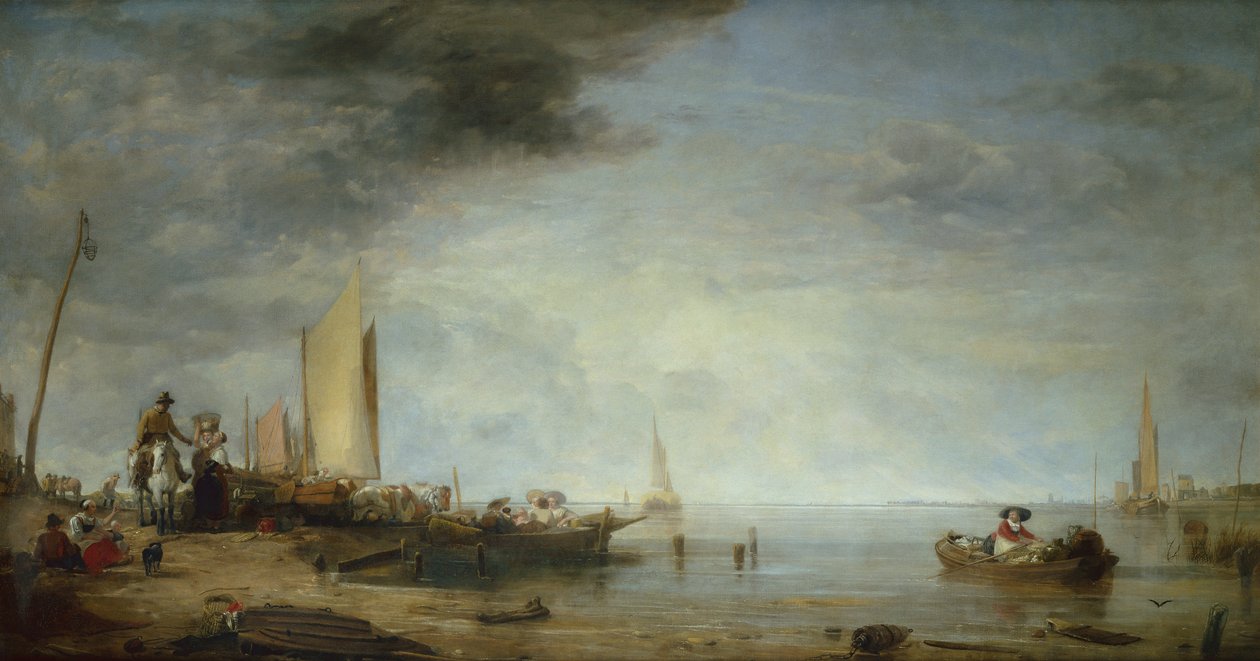 Dutch Market Boats, Rotterdam (olje på lerret) av Augustus Wall Callcott