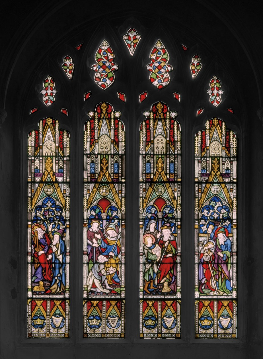 Bibelske scener av David og Saul, 1852 (farget glass) av Augustus Welby Northmore Pugin