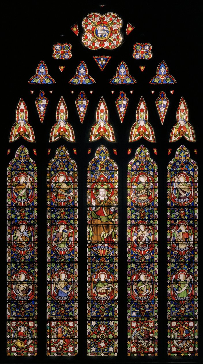 Kristus omgitt av engler, 1850 (farget glass) av Augustus Welby Northmore Pugin