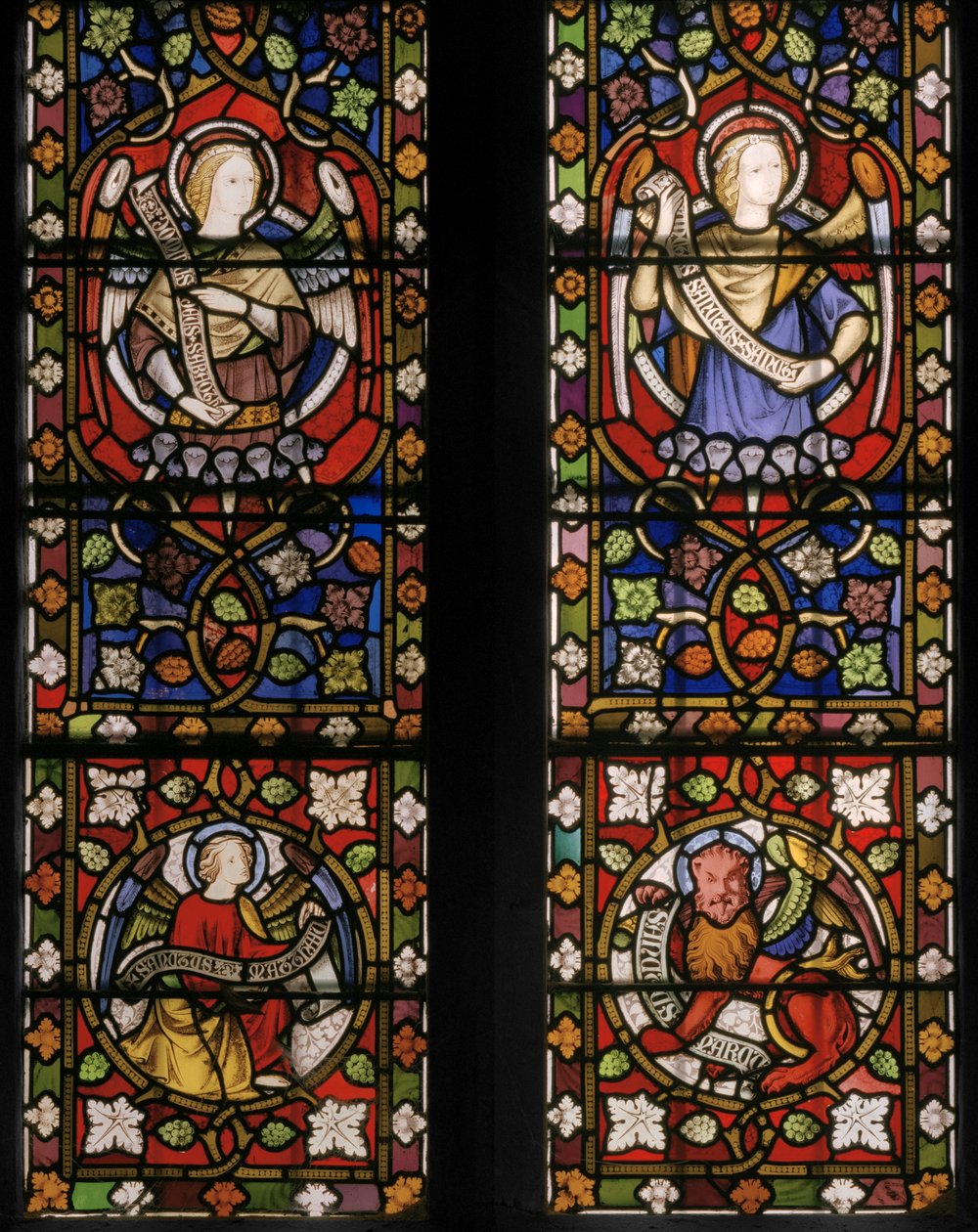 Kristus omgitt av engler, detalj, 1850 (farget glass) av Augustus Welby Northmore Pugin