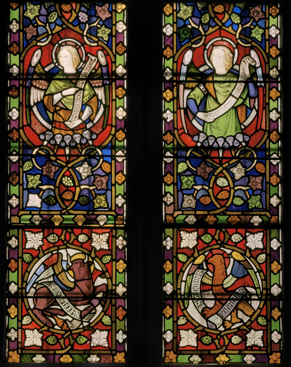 Kristus omgitt av engler, detalj, 1850 (farget glass) av Augustus Welby Northmore Pugin