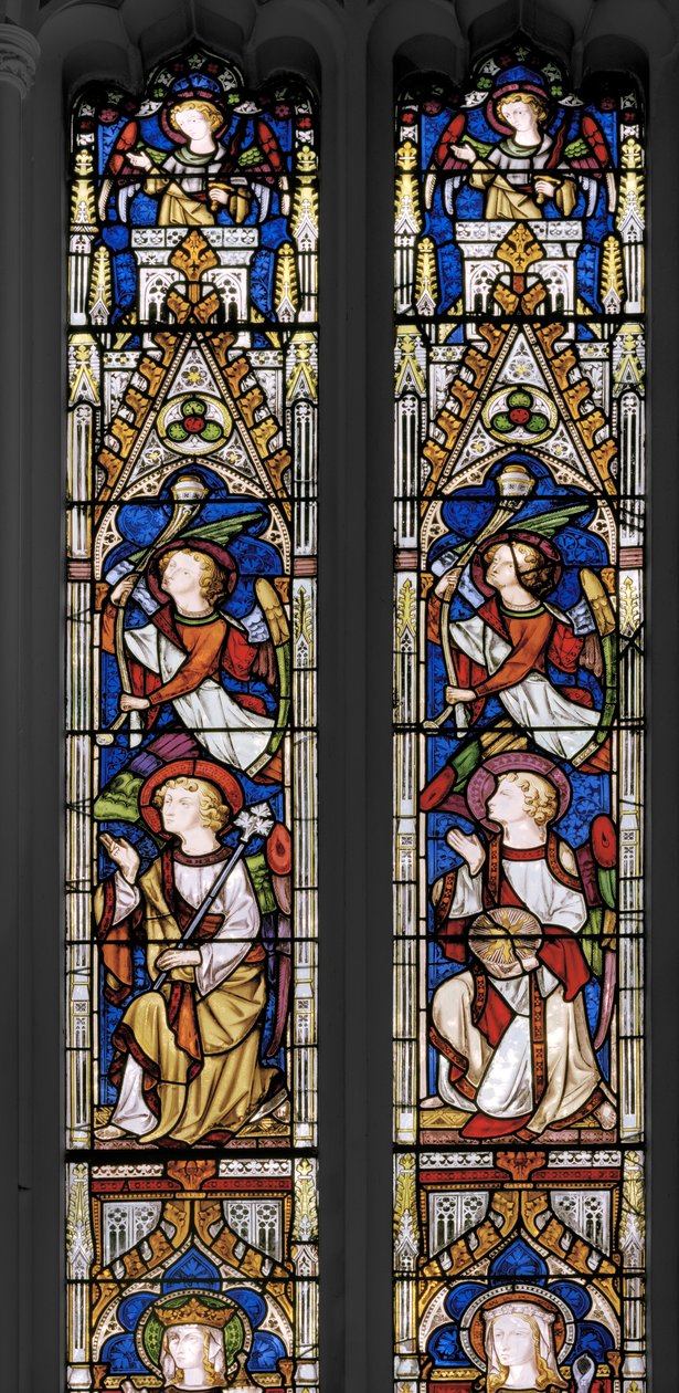 Coronation of the Virgin, detalj, 1851 (farget glass) av Augustus Welby Northmore Pugin