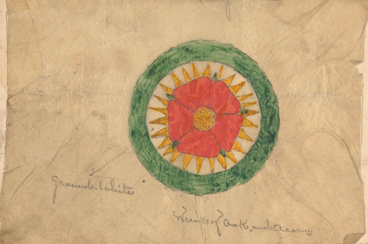 Design for en krans av eik og eikenøtter, muligens relatert til Designs for Speaker's Chair av Augustus Welby Northmore Pugin