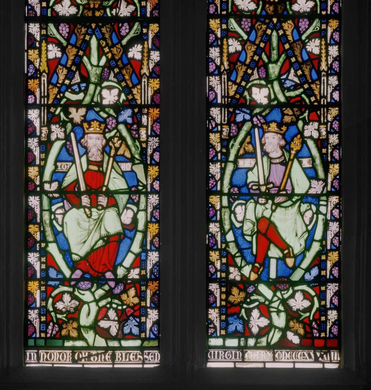 Østvindu med Jesse Tree, detalj, ca. 1884 (farget glass) av Augustus Welby Northmore Pugin