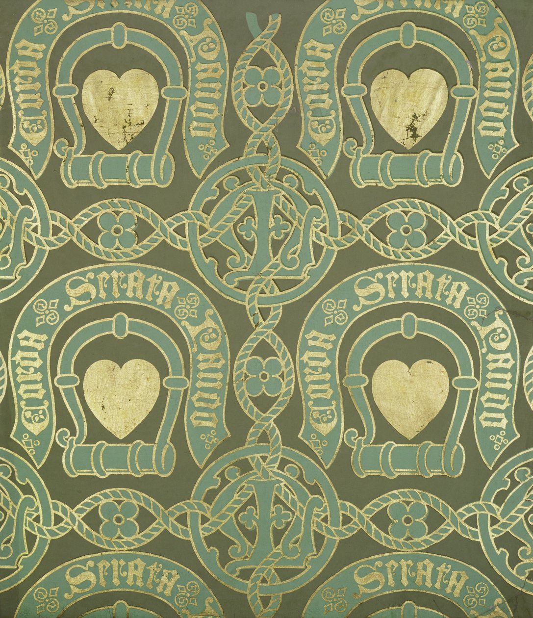 Hjertemotiv kirkelig tapetdesign av Augustus Welby Northmore Pugin