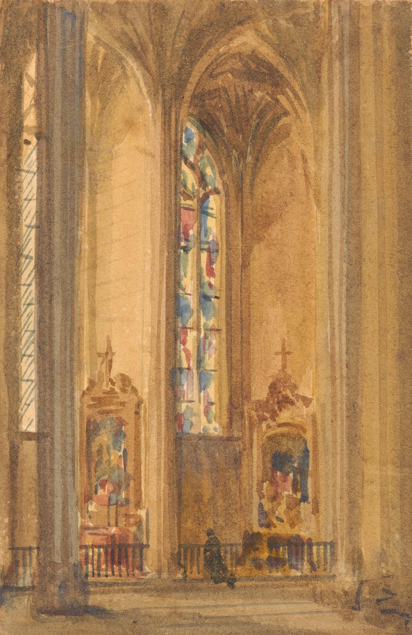Interiør i en gotisk kirke av Augustus Welby Northmore Pugin