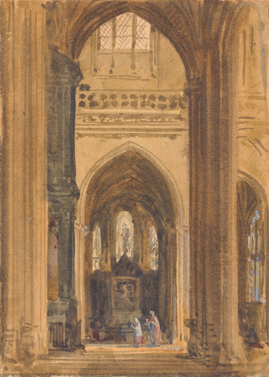 Interiør i en gotisk kirke av Augustus Welby Northmore Pugin