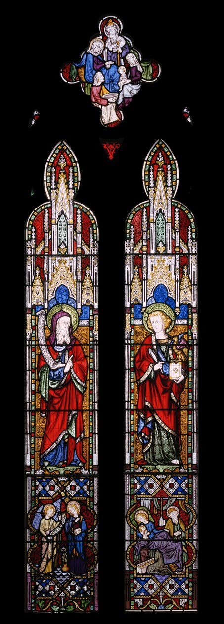 Jesaja og St. Johannes Evangelisten, 1850 (farget glass) av Augustus Welby Northmore Pugin