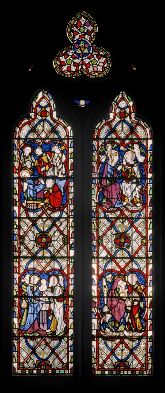 Lady Chapel Window med scener fra Jomfruens liv, 1851 (farget glass) av Augustus Welby Northmore Pugin
