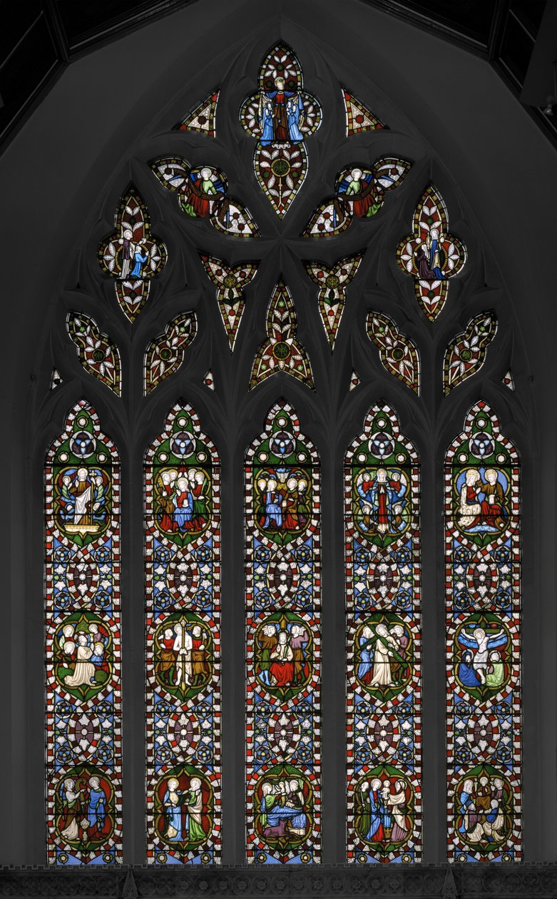 Mysteries of the Rosery, East Window of the Chapel, 1847 (farget glass) av Augustus Welby Northmore Pugin