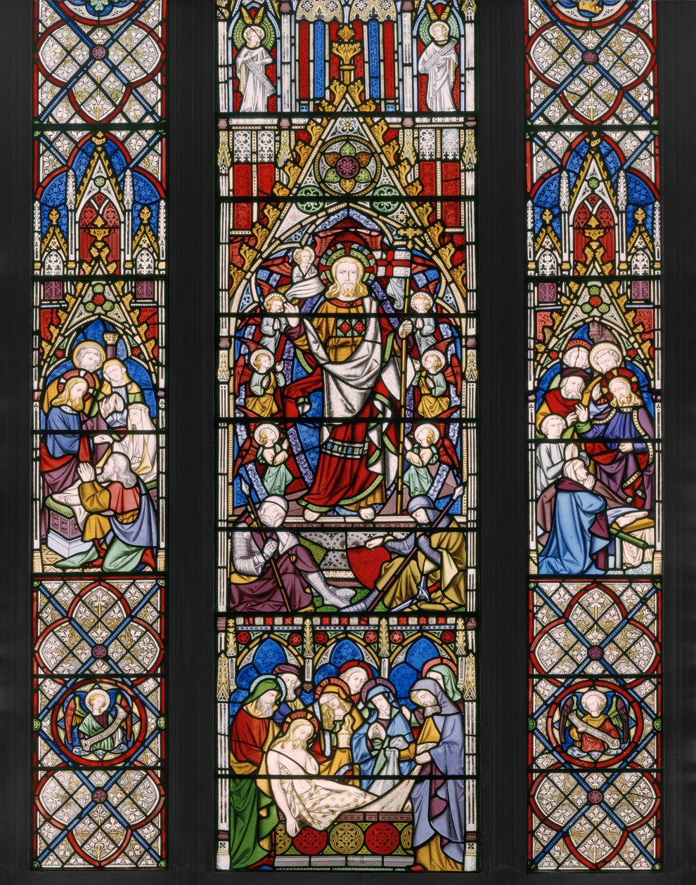 Oppstandelsestemaer, detalj, 1850 (farget glass) av Augustus Welby Northmore Pugin