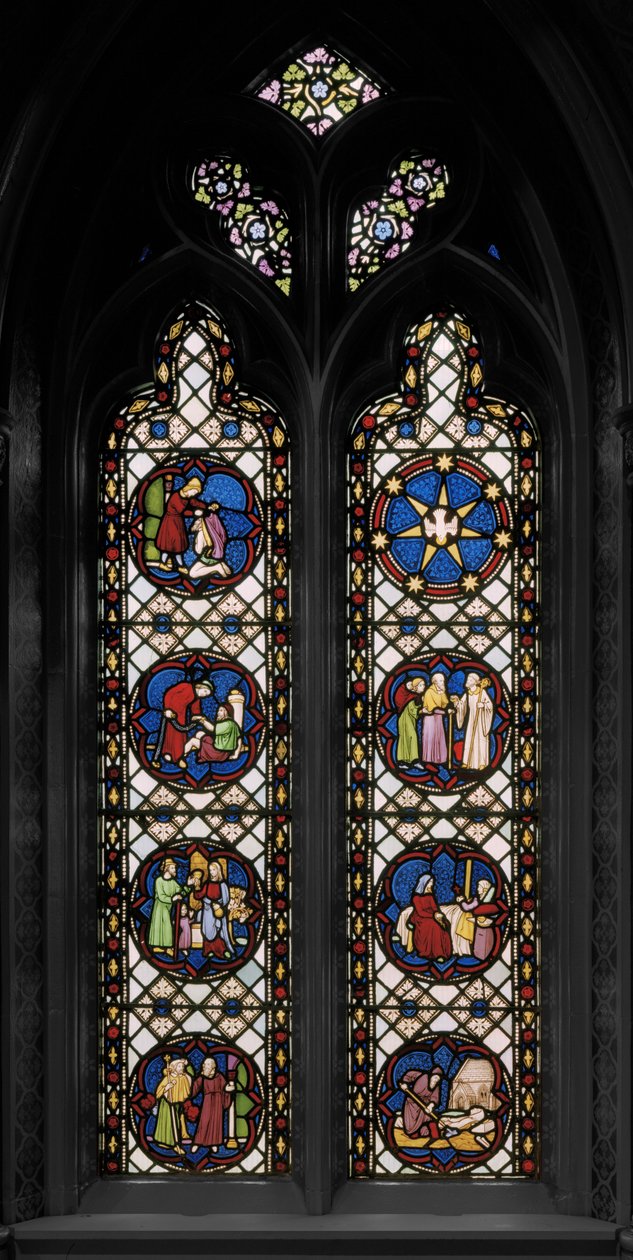 Seven Corporal Acts Of Mercy, ca. 1845 (farget glass) av Augustus Welby Northmore Pugin