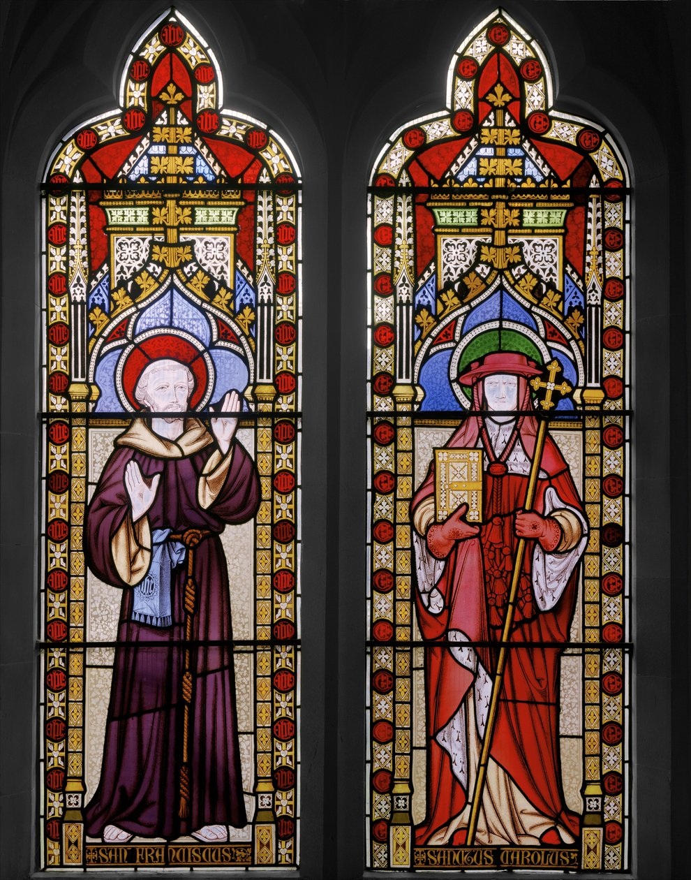 St. Frans av Assisi og St. Carolus, 1847 (farget glass) av Augustus Welby Northmore Pugin