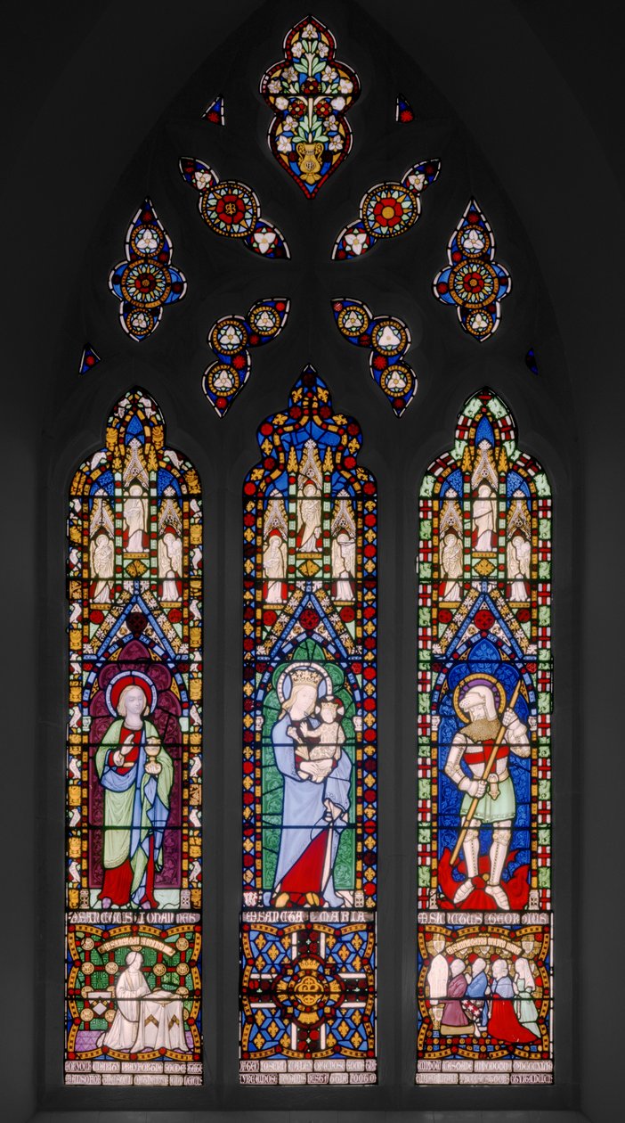 St. John The Evangelist, Virgin & Child, and St. George, ca. 1844 (farget glass) av Augustus Welby Northmore Pugin