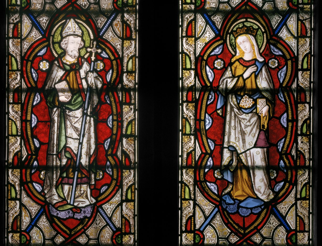 St. John of Beverley & St. Elizabeth av Ungarn, detalj, 1849 (farget glass) av Augustus Welby Northmore Pugin