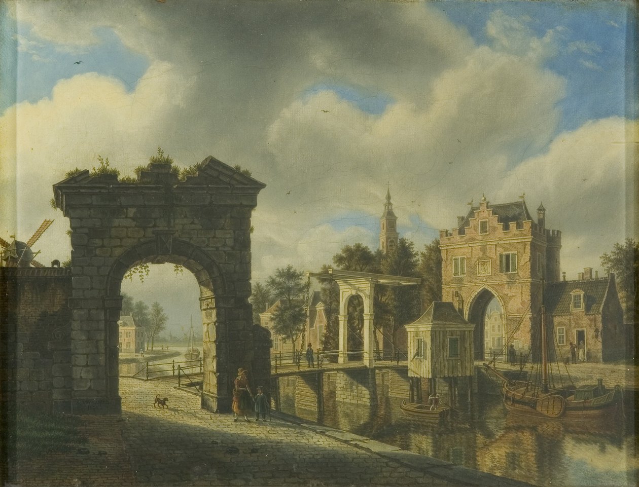 Kanalscene med vindebro av Augustus Wijnands
