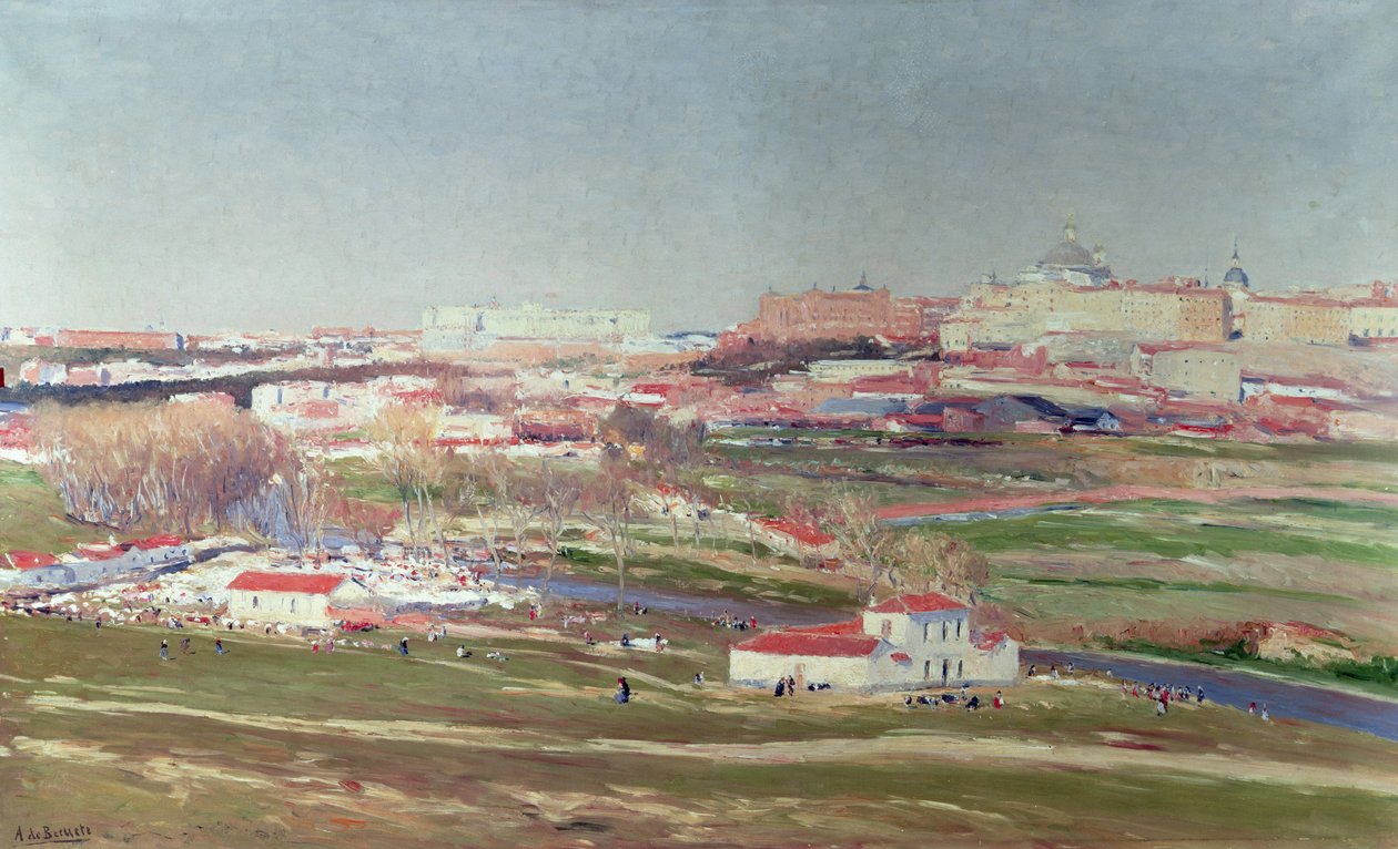 Pradera de San Isidro og Palacio Real utenfor, Madrid av Aureliano de Beruete