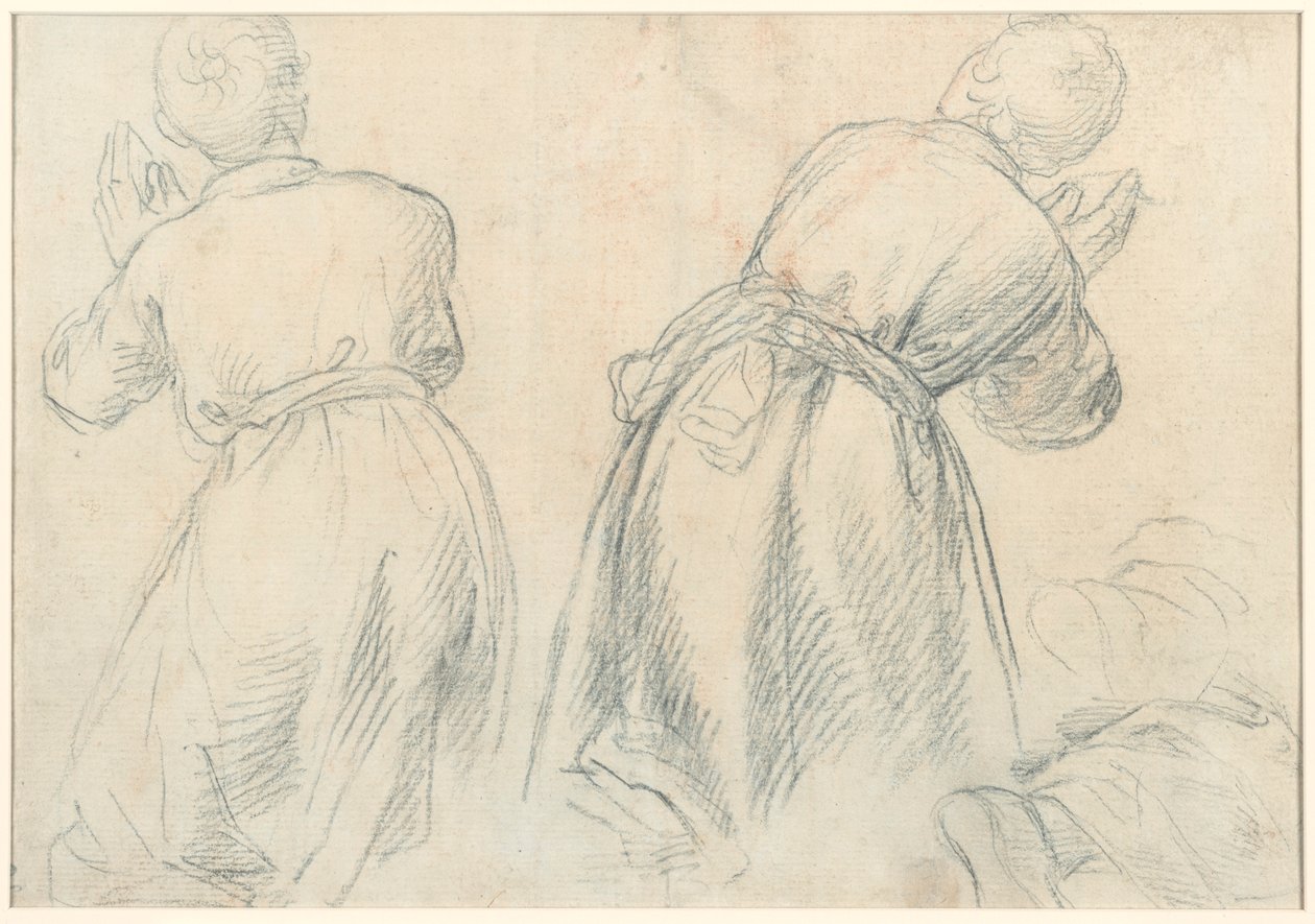 Sittende kvinne med studier av armer og ben (recto); Studier av knelende ungdommer (verso) av Aurelio Lomi