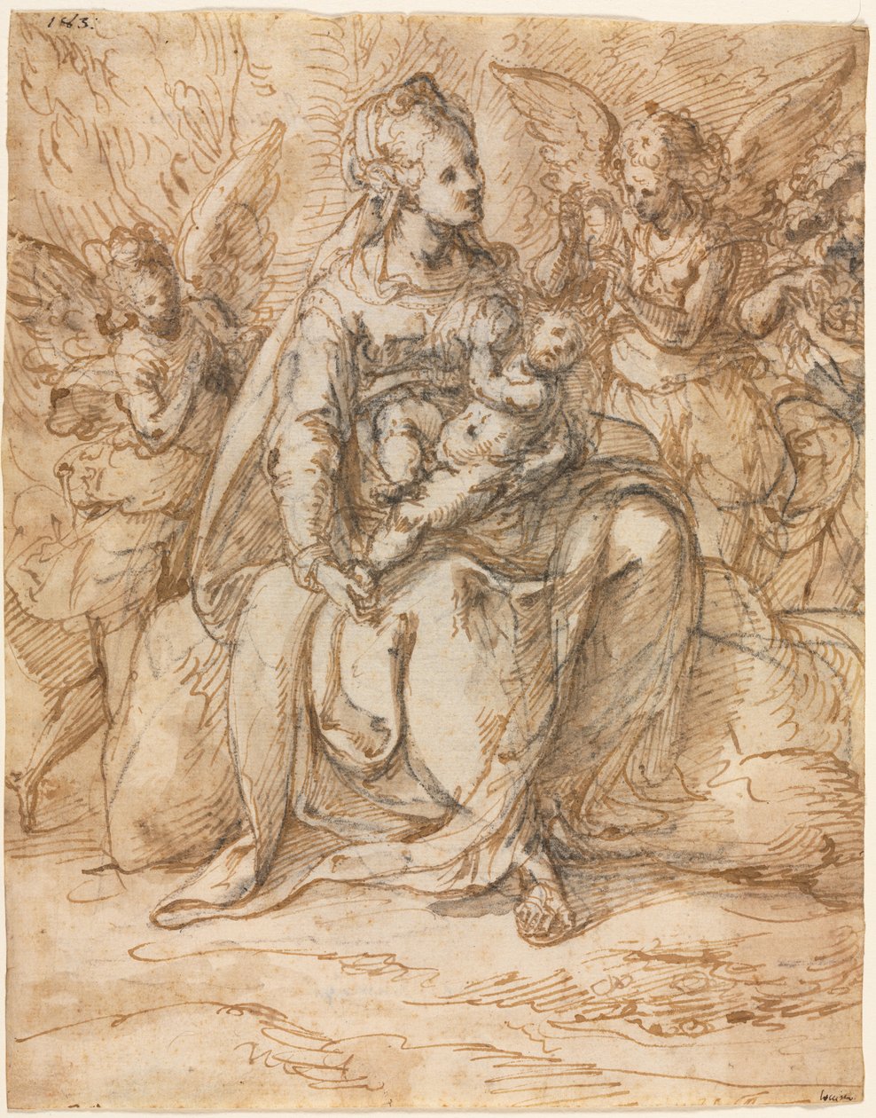 Madonna og barn med engler, sent på 1500-tallet. av Aurelio Luini