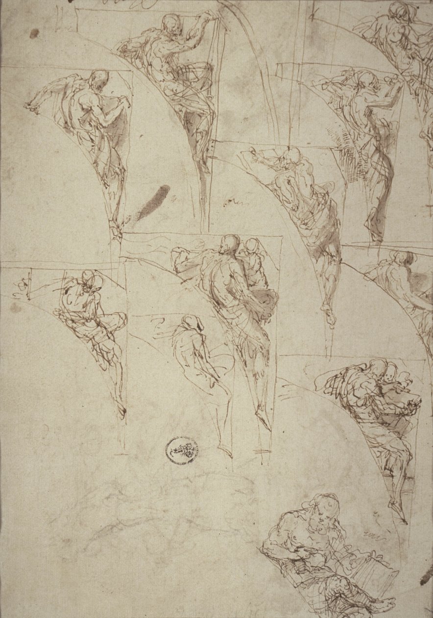 Studier for profeter i Spandrels av Aurelio Luini