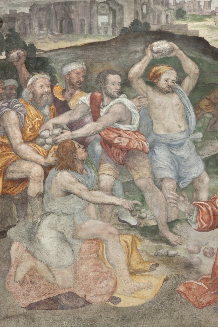 The Martyrdom of Saint Stephen, detalj, Venstre kapell av Aurelio Luini