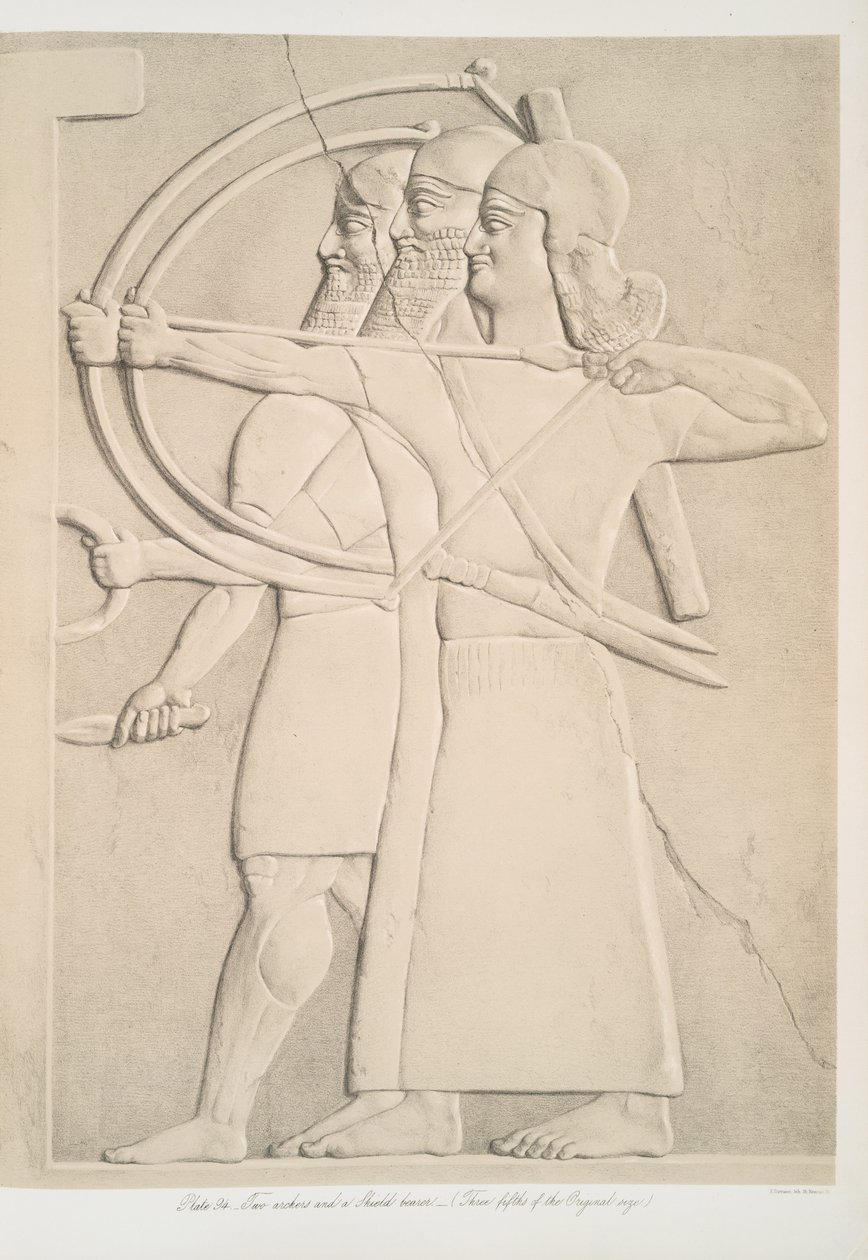 To bueskyttere og en skjoldbærer, 1849 av Austen Henry Layard