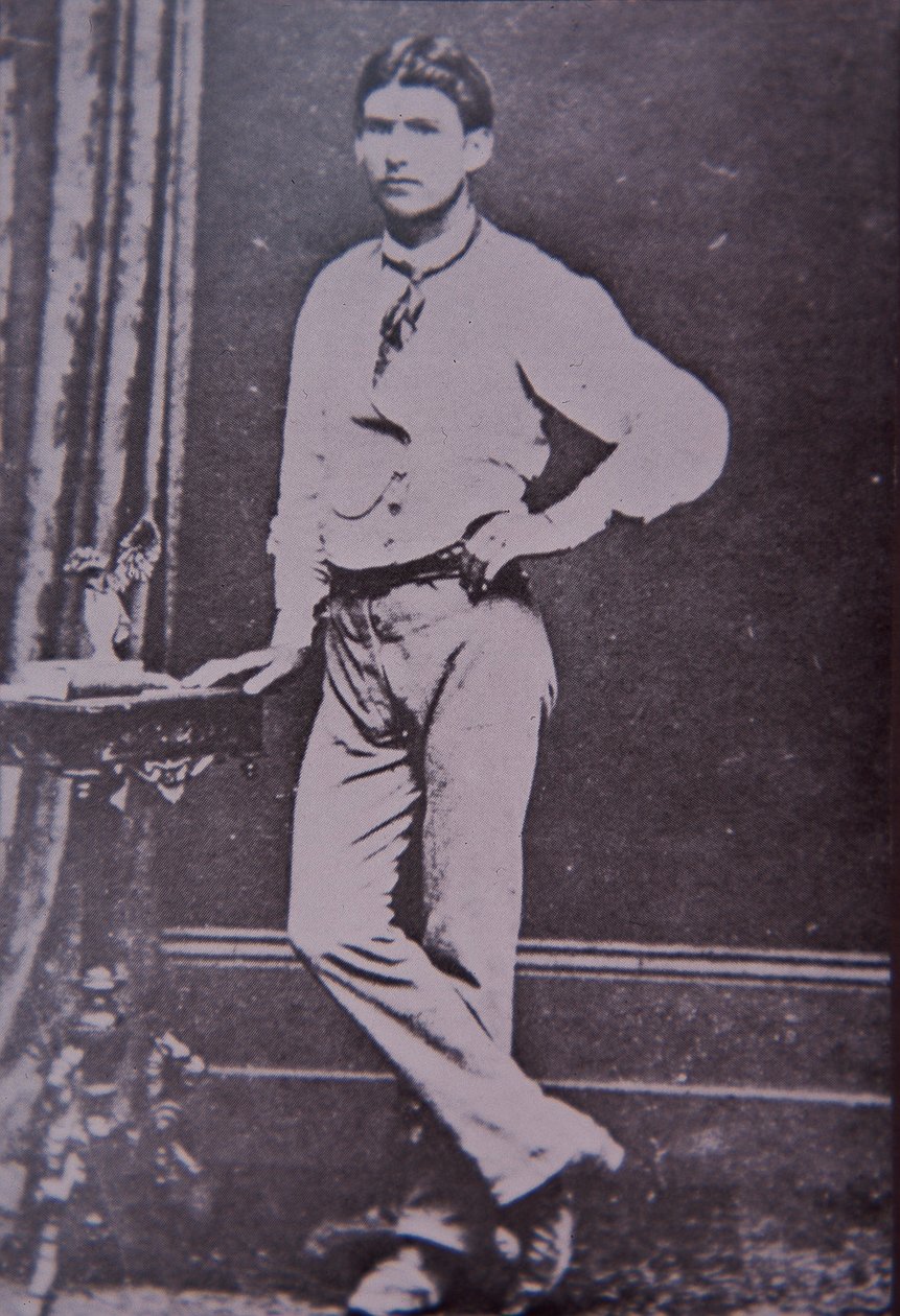 Kelly Gang-medlem Steve Hart som døde i flammene på Glenrowan Hotel, 28. juni 1880 (s/hv-bilde) av Australian Photographer