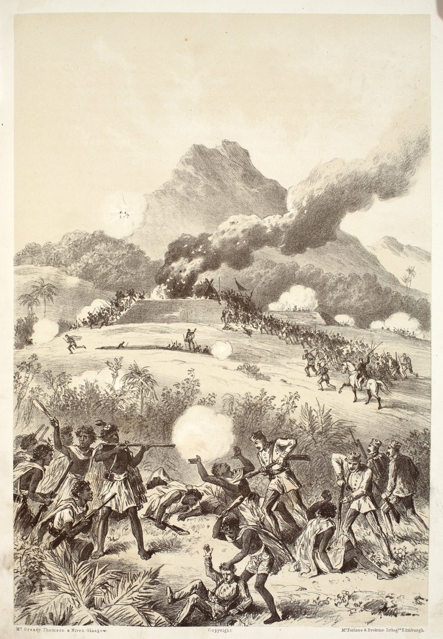 Å ta en maori-redutt, fra The History of Australasia av David Blair, McGrady, Thomson og Niven, 1879 av Australian School