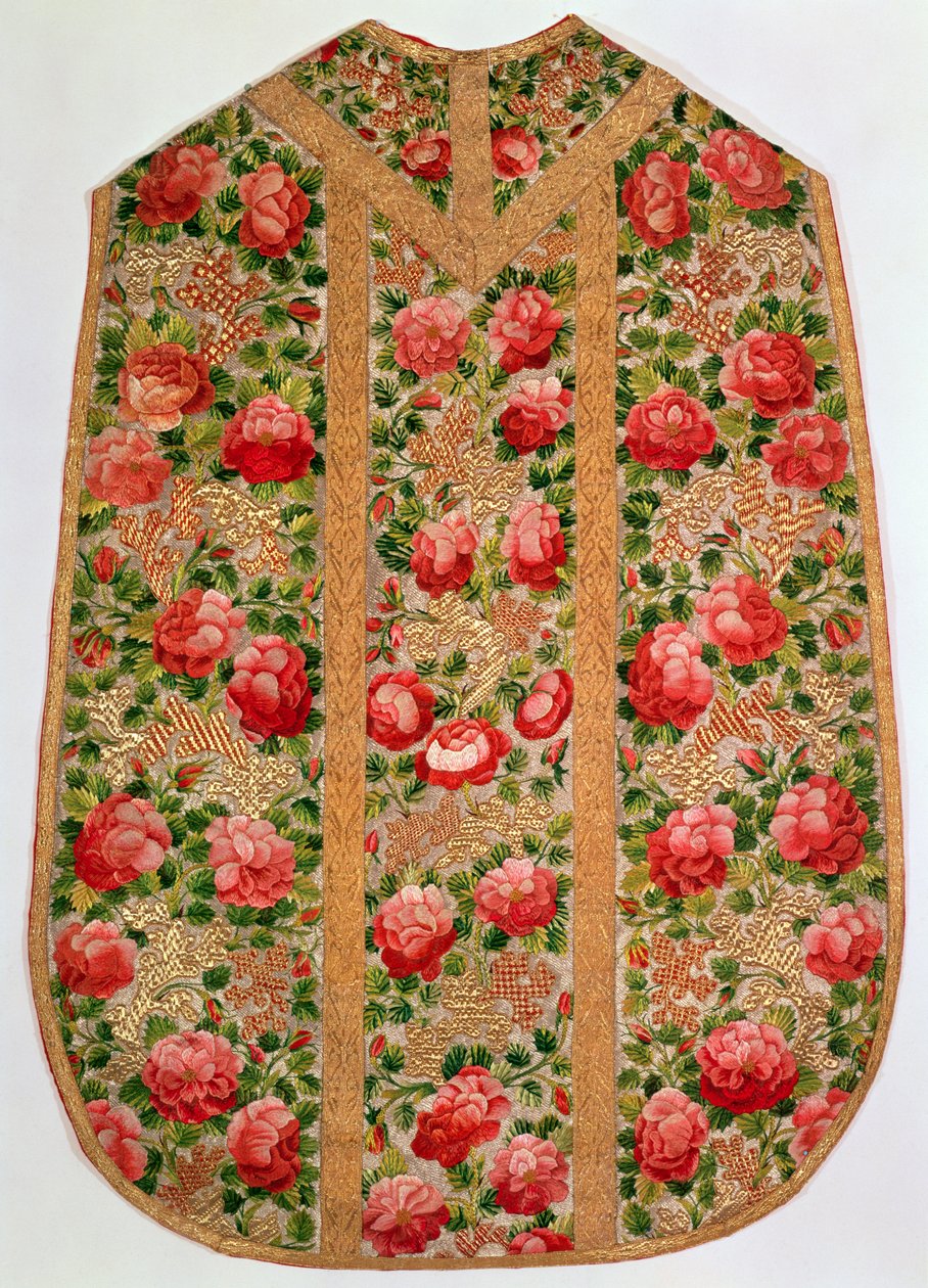 Brodert chasuble fra det såkalte Rose Pontifical-settet, Wien, ca. 1700 (silke) av Austrian School