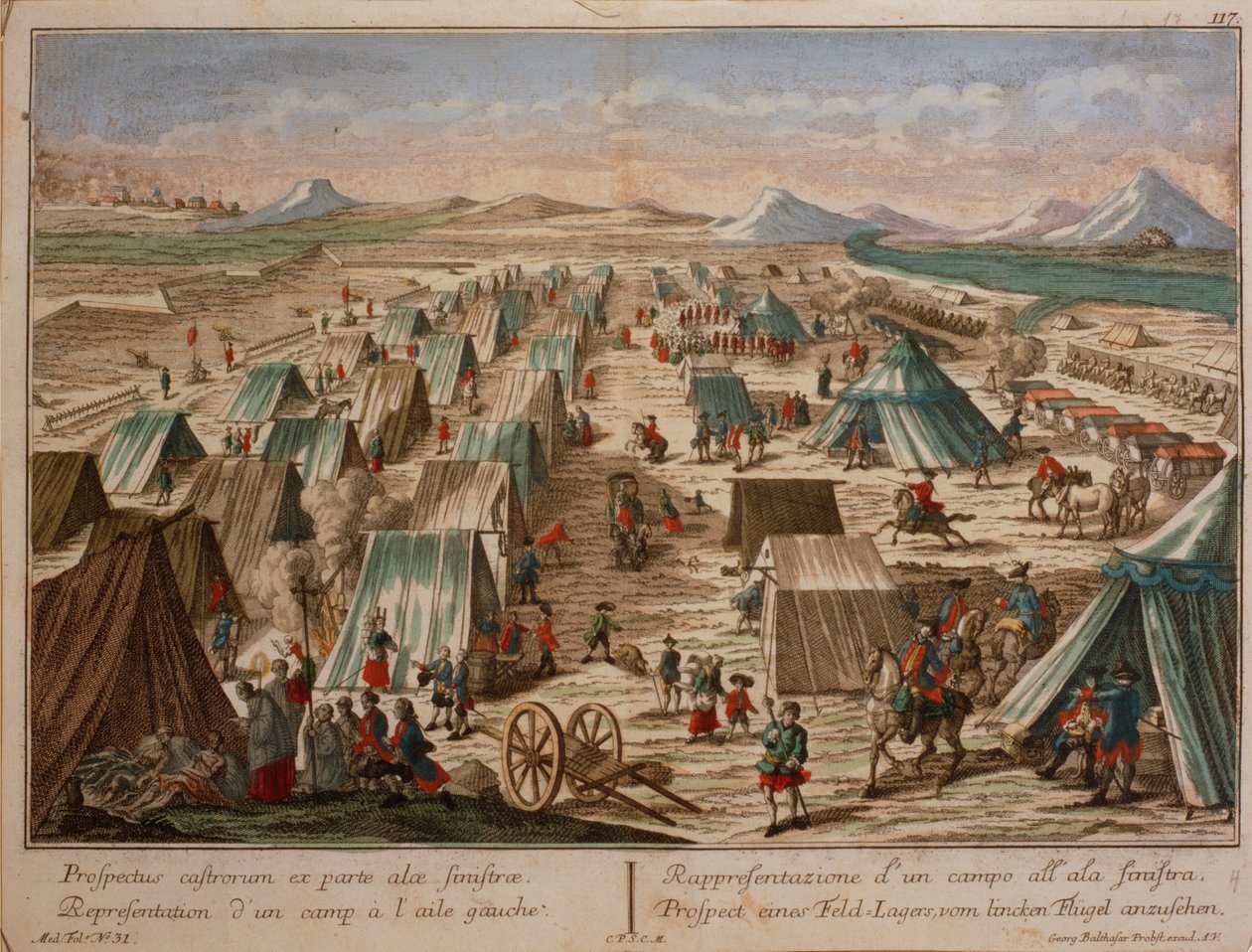 Militærleir, ca. 1780 av Austrian School