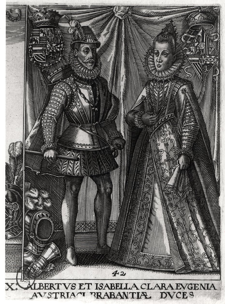 Portrett av Albert, erkehertug av Østerrike (1559-1621) og hans kone Isabella Clara Eugenia (1566-1633) erkehertuginne av Østerrike, 1613 av Austrian School