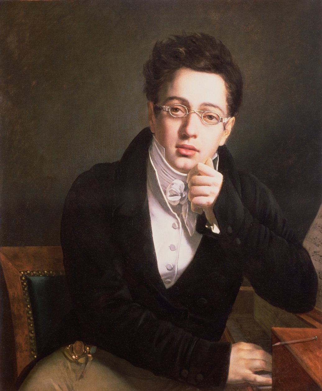 Portrett av Franz Schubert (1797–1828), østerriksk komponist, 17 år, ca. 1814 av Austrian School