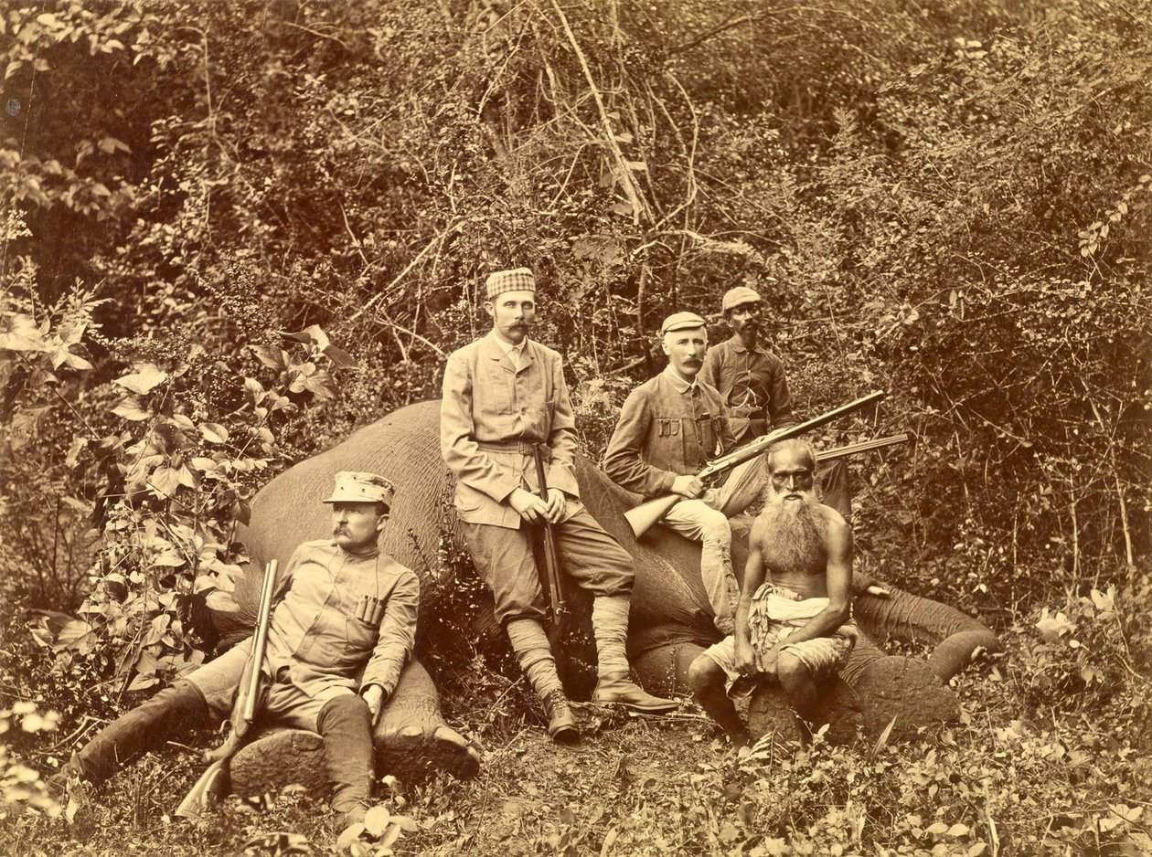 Erkehertug Franz Ferdinand etter jakten, Sri Lanka ca. 1892 av Austrian School