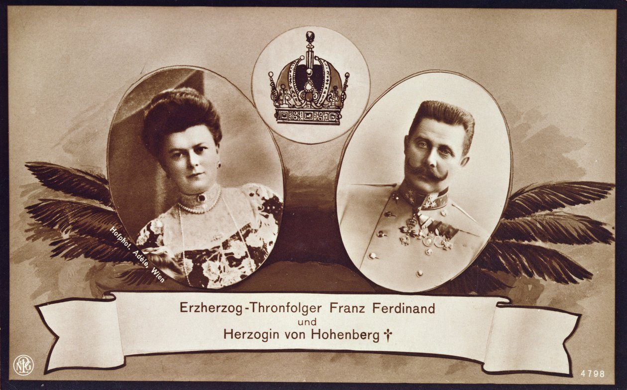 Erkehertug Franz Ferdinand av Østerrike, arving til den østerrikske tronen og hans kone, hertuginne av Hohenberg, 1914 av Austrian School
