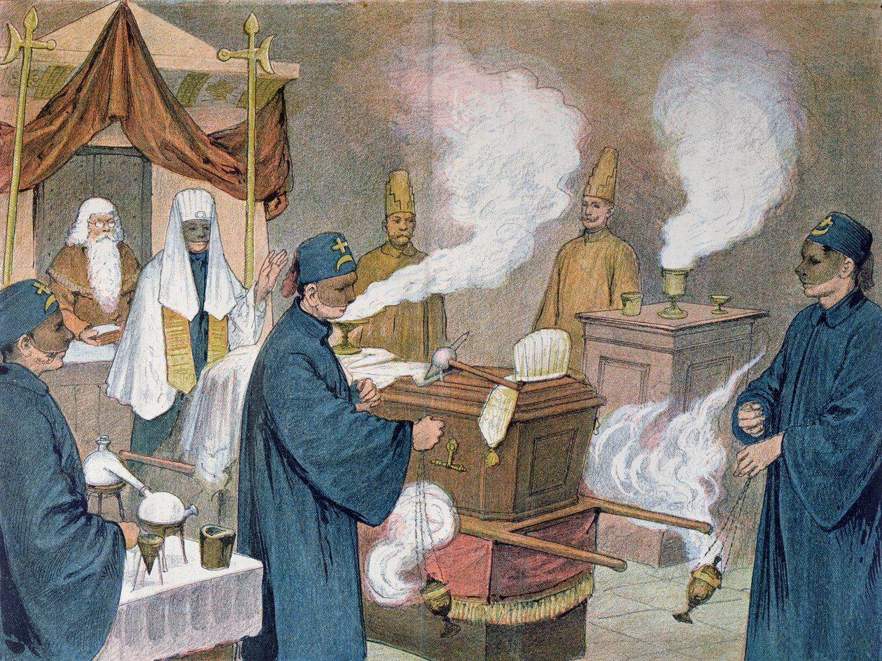Begravelse i en frimurerloge i Østerrike, 1897 av Austrian School