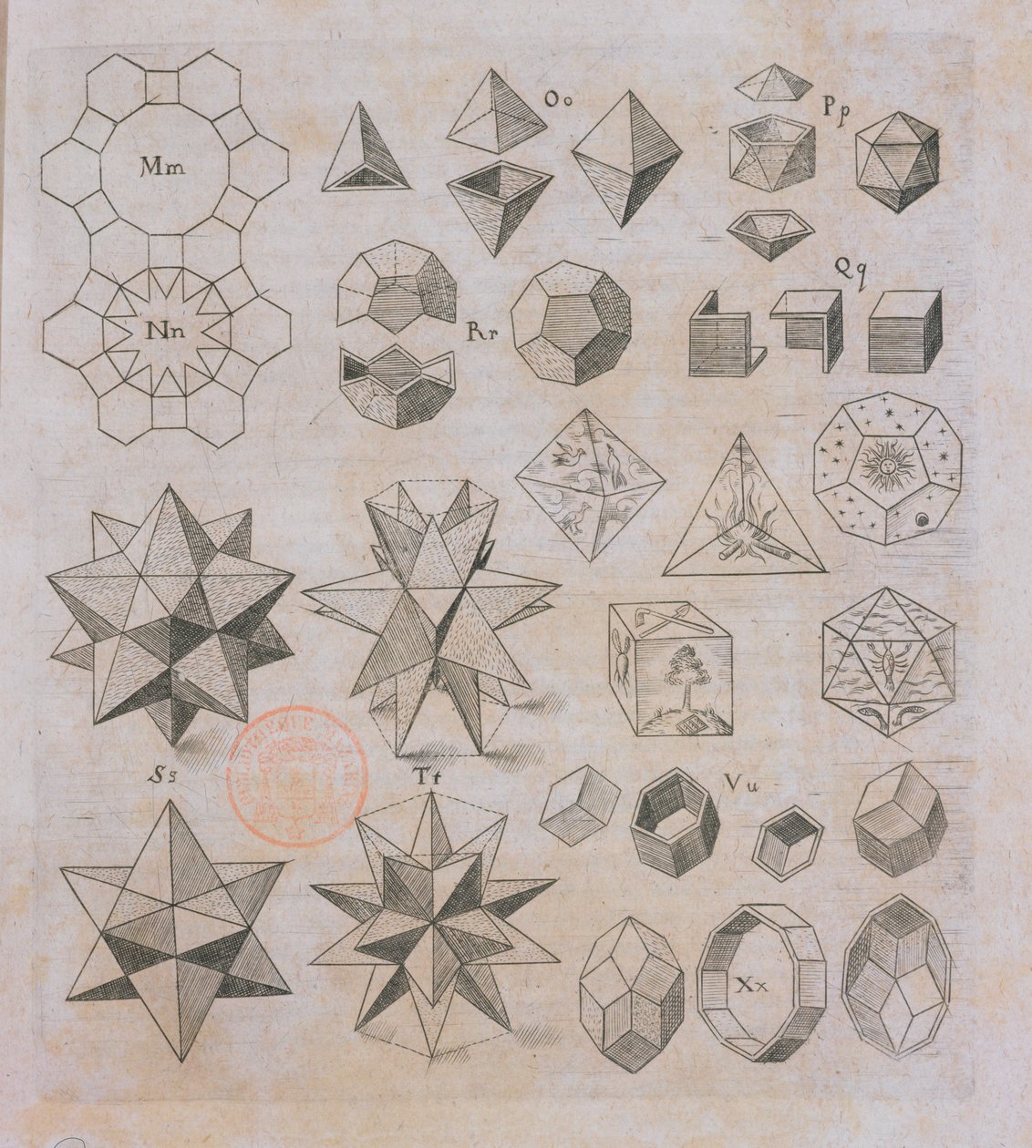Geometriske former, fra Harmonices Mundi av Johannes Kepler (1571-1630) publisert i Linz, 1619 av Austrian School