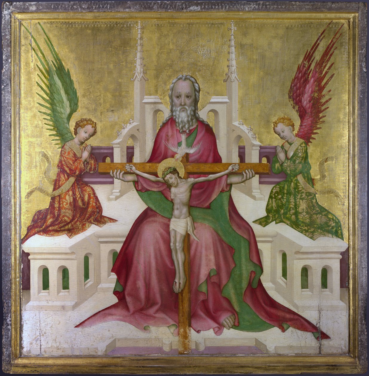 ""Den hellige treenighet og Kristus korsfestet"" Maleri av den østerrikske skolen, ca. 1410 Dim 118,1 x 114,9 cm London National Gallery av Austrian School