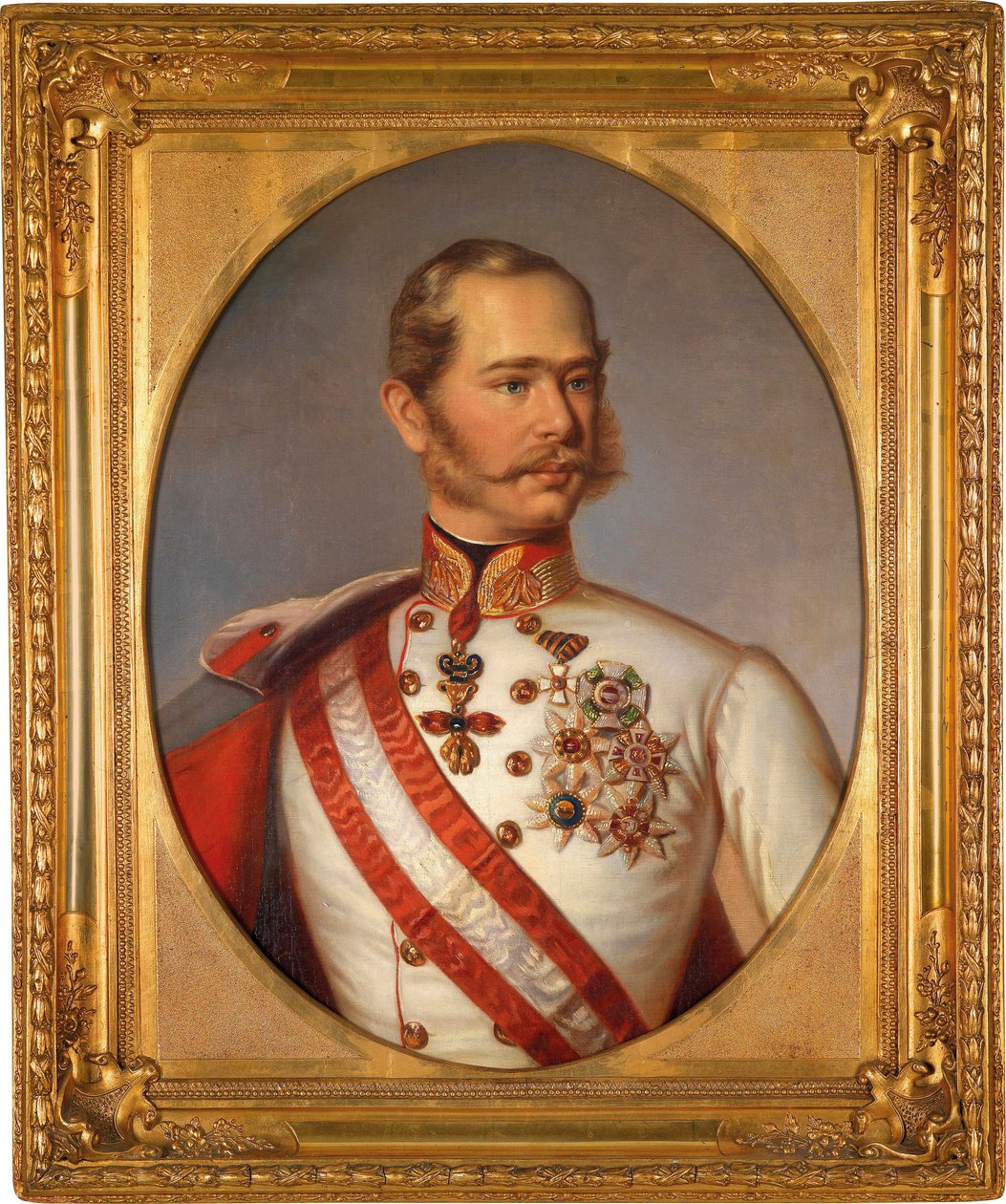 Portrett av Francois Joseph I av Østerrike (1830-1916). Han har dekorasjonen av Ordenen av det gylne skinn. Anonymt maleri, olje på lerret, ca 1855. Østerriksk kunst av Austrian School