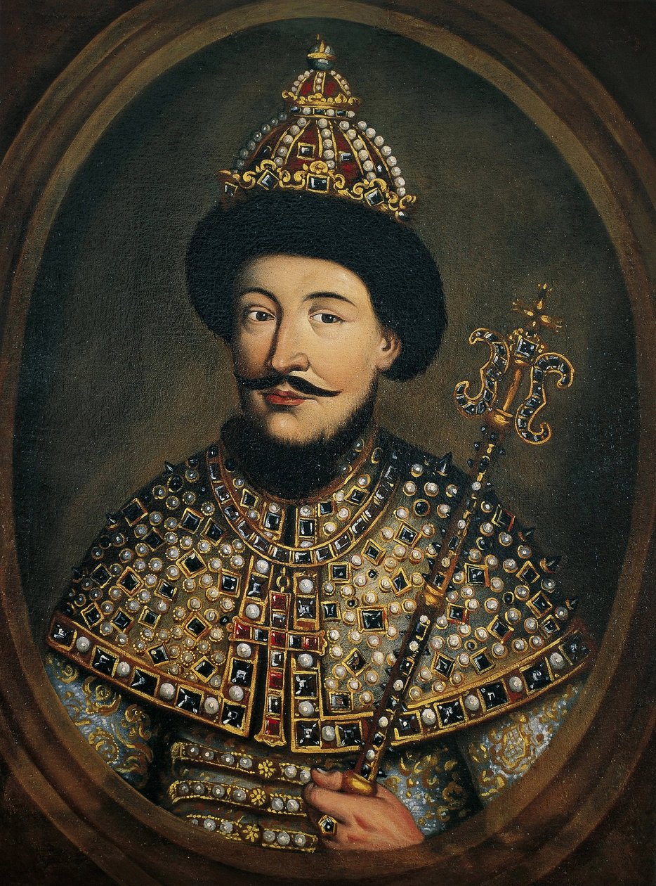 Portrett av tsaren Alexis I Mikhailovich av Russland, kjent som den meget fredelige tsaren (1629-1676) - Portrett av tsaren Alexis I Mikhailovich av Russland (1629-1676) av østerriksk mester (aktiv ca. 1440-1450) av Austrian School