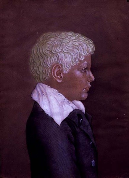 Portrett av en linhåret gutt, ca. 1830 (akvarell på papir) av Austrian School