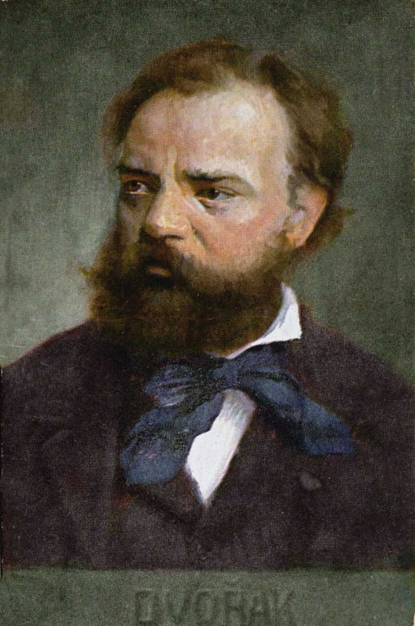 Postkort som viser Antonin Dvorak (1841-1904) før 1914 av Austrian School