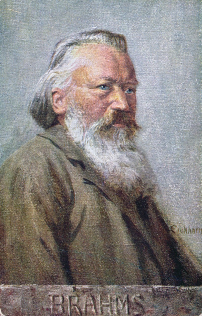 Postkort som viser Johannes Brahms ca. 1910 av Austrian School