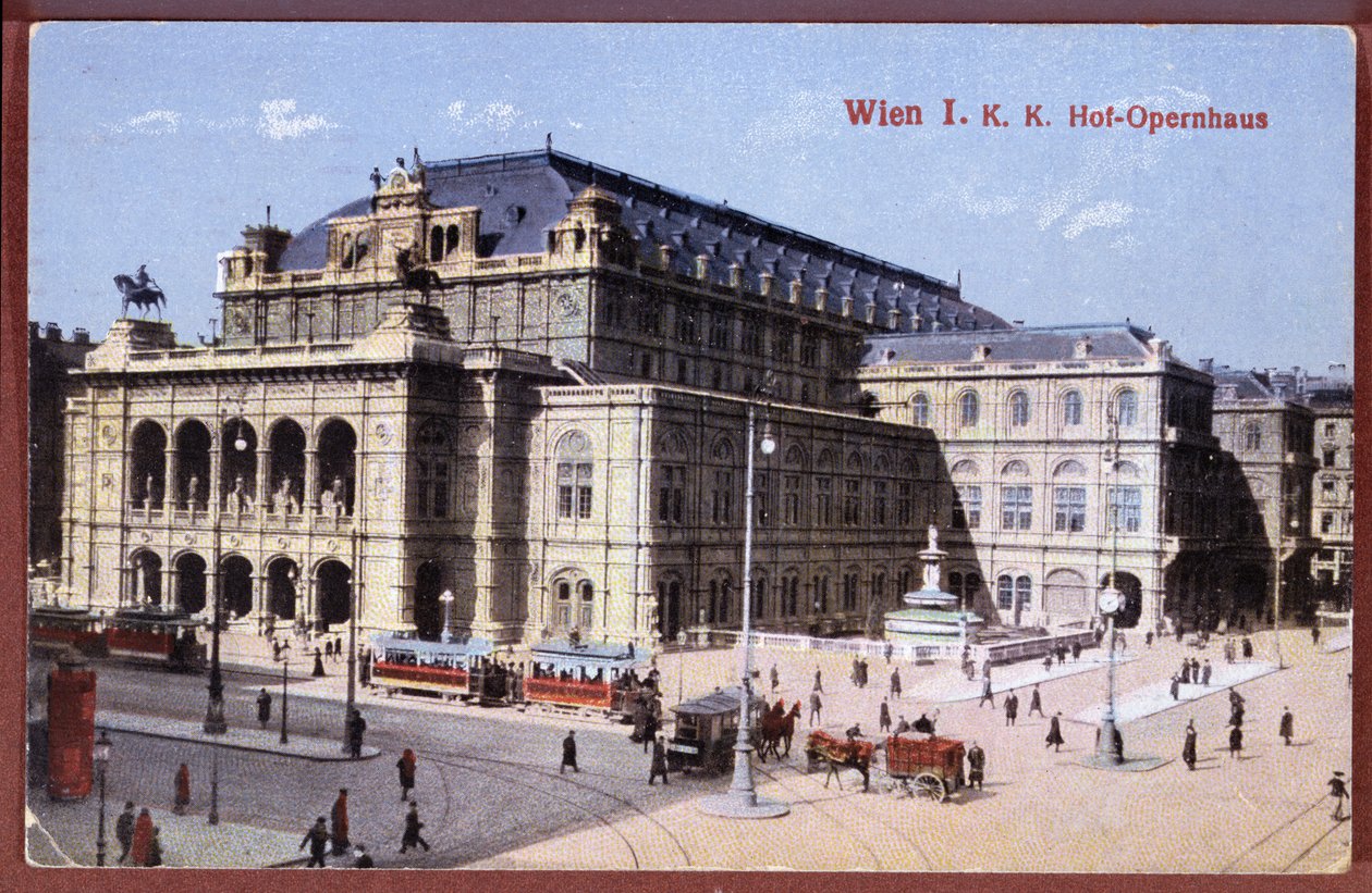 Postkort som viser statsoperaen i Wien, ca. 1900 av Austrian School