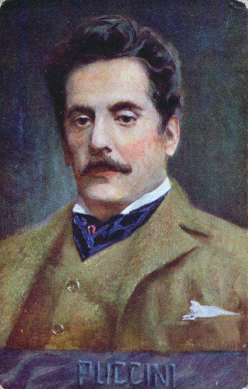 Postkortportrett av Giacomo Puccini, ca. 1910-15 av Austrian School