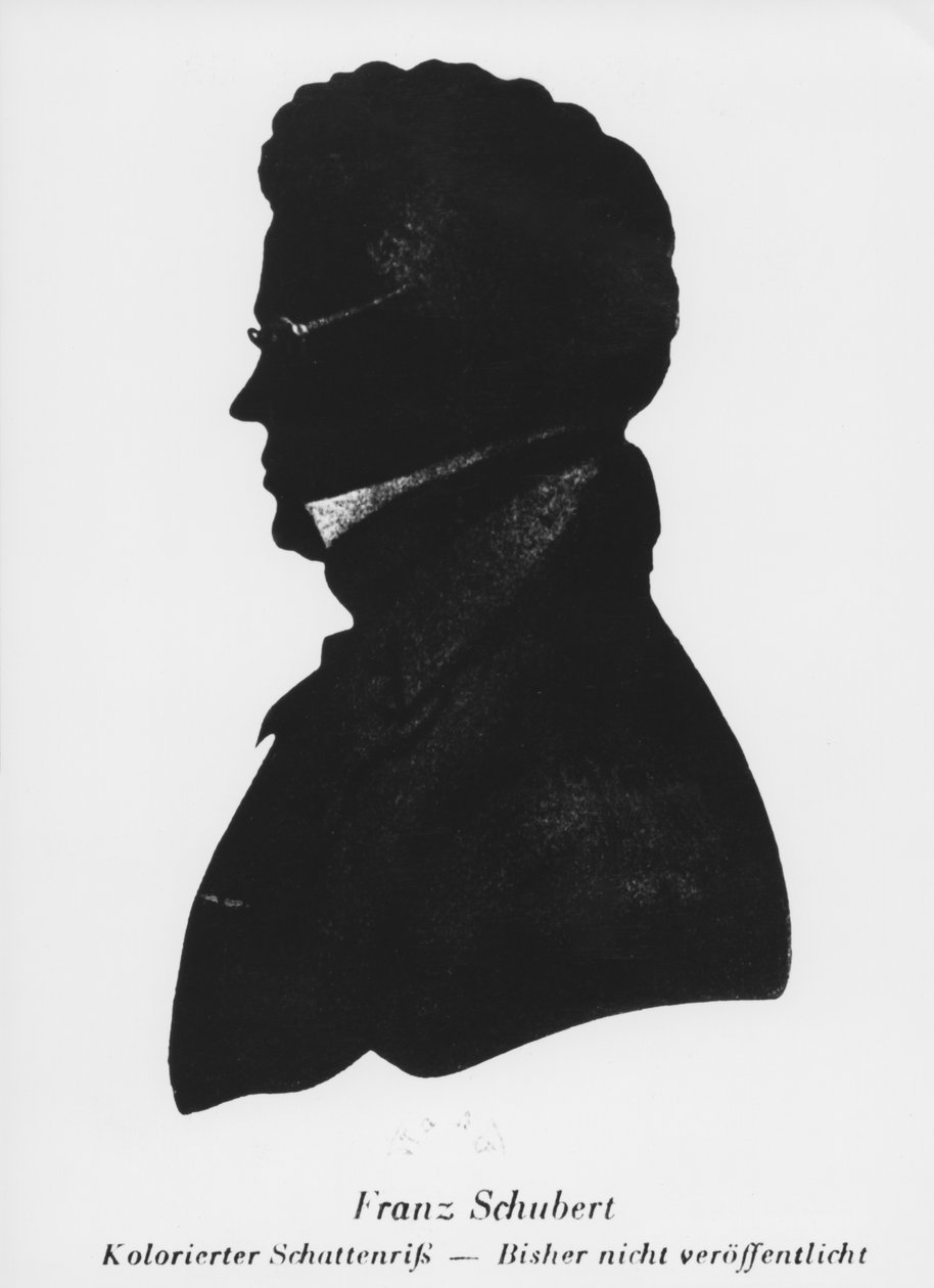 Silhuett av Franz Peter Schubert av Austrian School