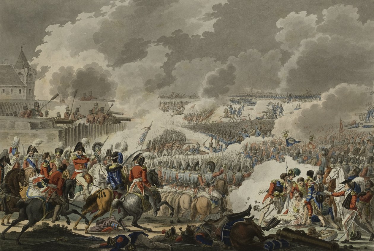 Slaget ved Waterloo, 18. juni 1815, utgitt av Artaria and Co, ca. 1820 (farget etsning) av Austrian School